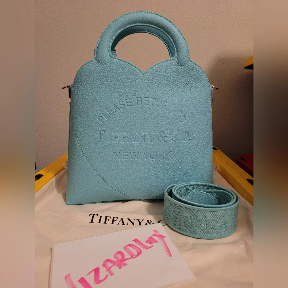 JAPAN 🪷 LIMTIED 2WAY TIFFANY & CO Blue Leather Medium Tote Bag NEW - Picture 13 of 13